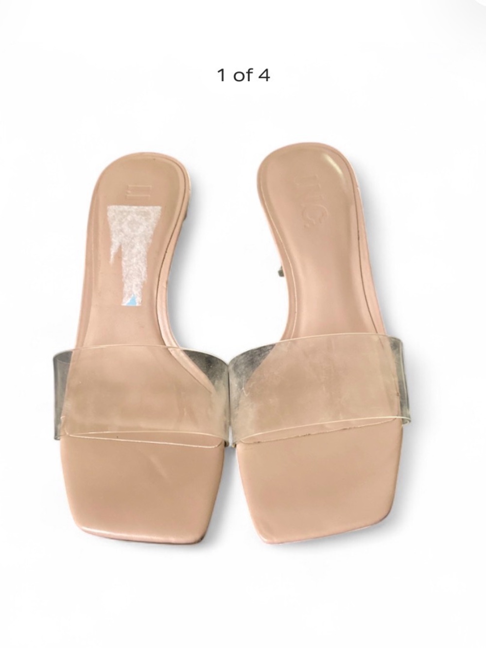 INC International Concepts Nude Clear-Strap Slide Mules